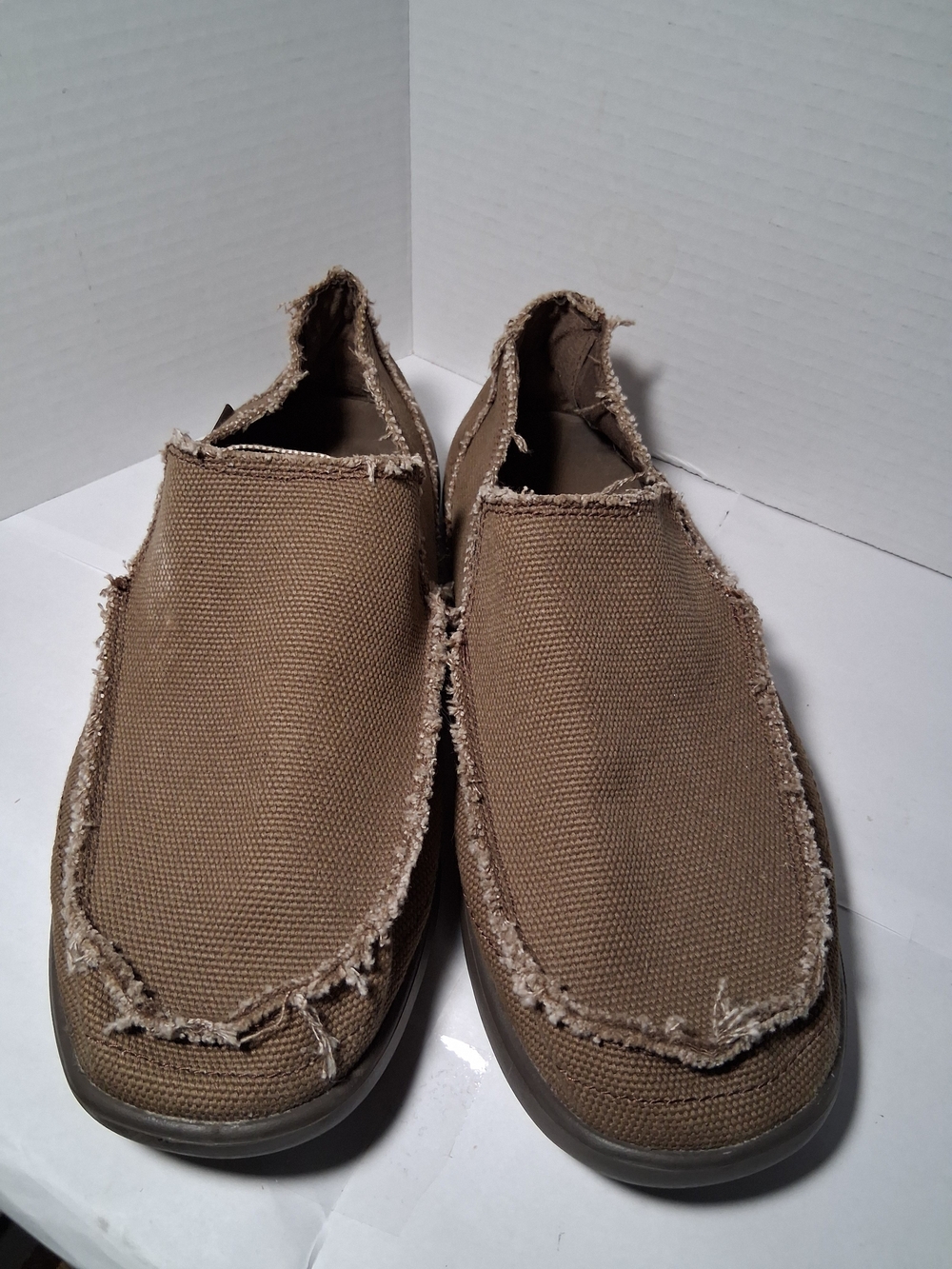 Crocs Venture Santa Cruz 10128 Sz 10 Loafers Canvas Slip On Shoes Brown